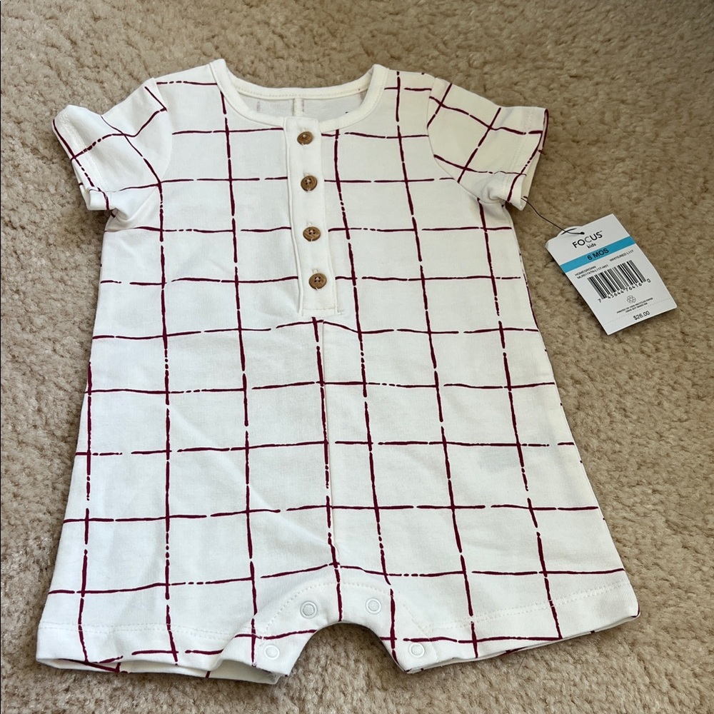 Focus Kids White and Red Checkered One Piece